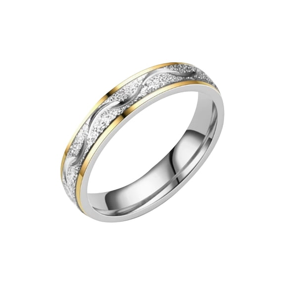 Two Tone Couple Rings Gold Silver Engagement Ring Set Frosted Wedding Band Set Promise Rings for Wedding Engagement Anniversary Gift Metal Couple Rings,Wedding Anniversary Gift(Silver,0.16")
