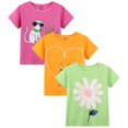 thumbnail image 1 of Camiseta HILEELANG para niñas, manga corta, 100% algodón, paquete de 3, 1 of 4