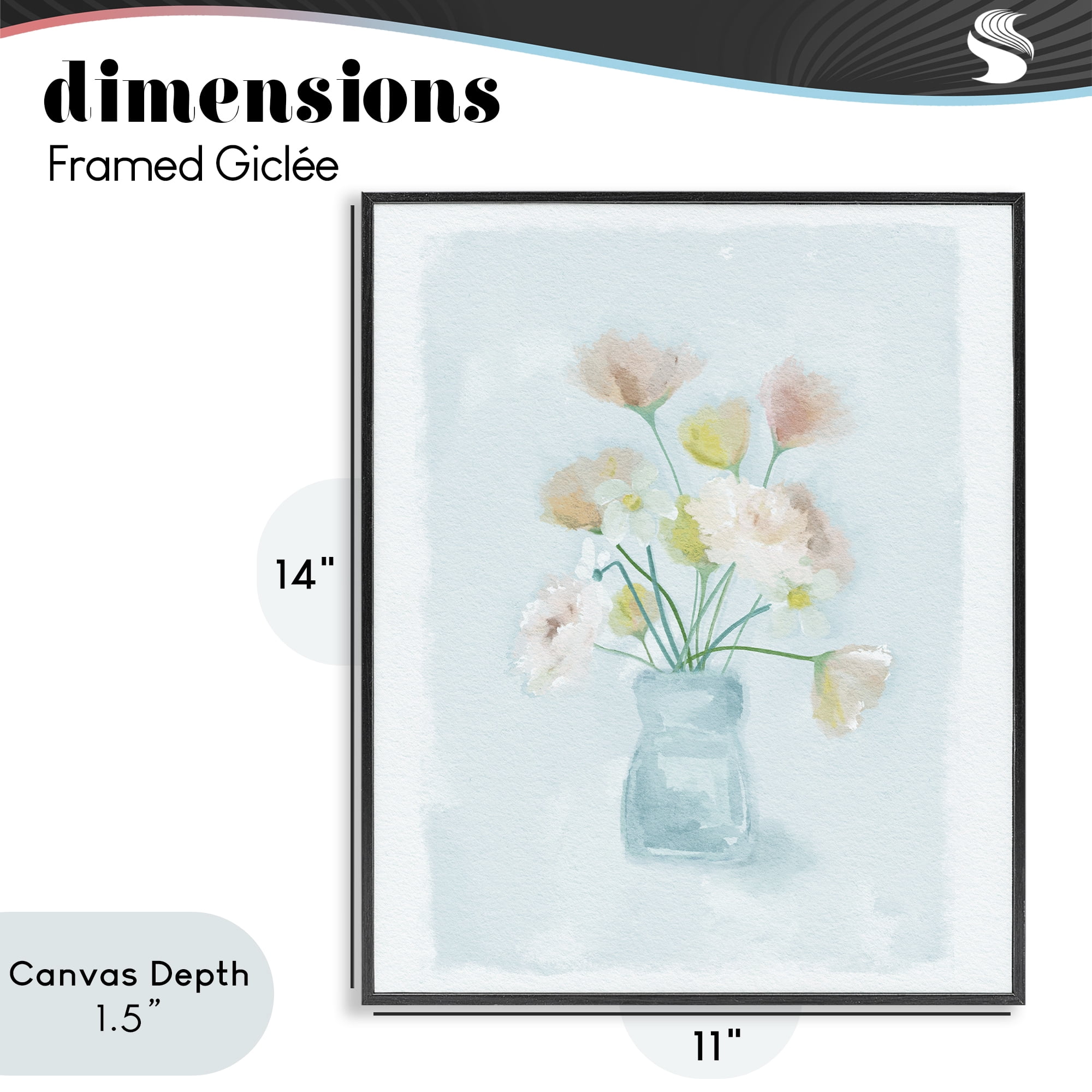 Stupell Industries Pretty Florals in Vase Black Framed Giclee Art, design by Leah Straatsma