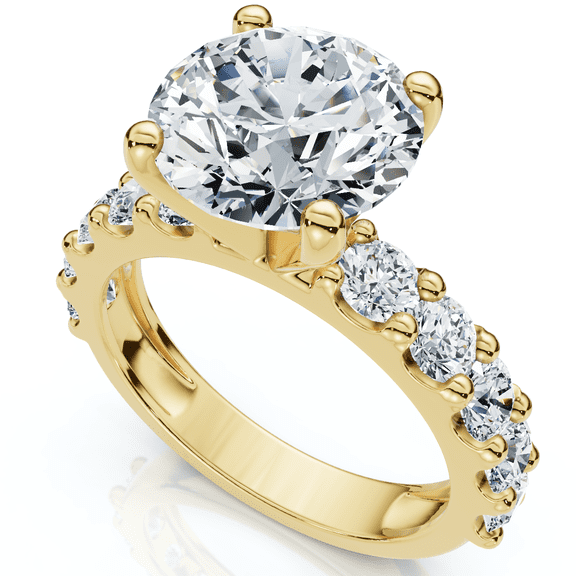 Pompeii Certified 4Ct Round Cut Diamond Accent Engagement Ring 14k Gold Lab Grown