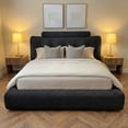thumbnail image 2 of EnHomee Cloud Upholstered Bed Frame Queen Size Boucle Platform Bed Frame with Button Design Headboard & Round Corner & Extra Pillow,Black, 2 of 9