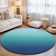 Blue Cyan Area Rugs 4' (Round) Gradient Abstract Ombre Art Floor Rug ...