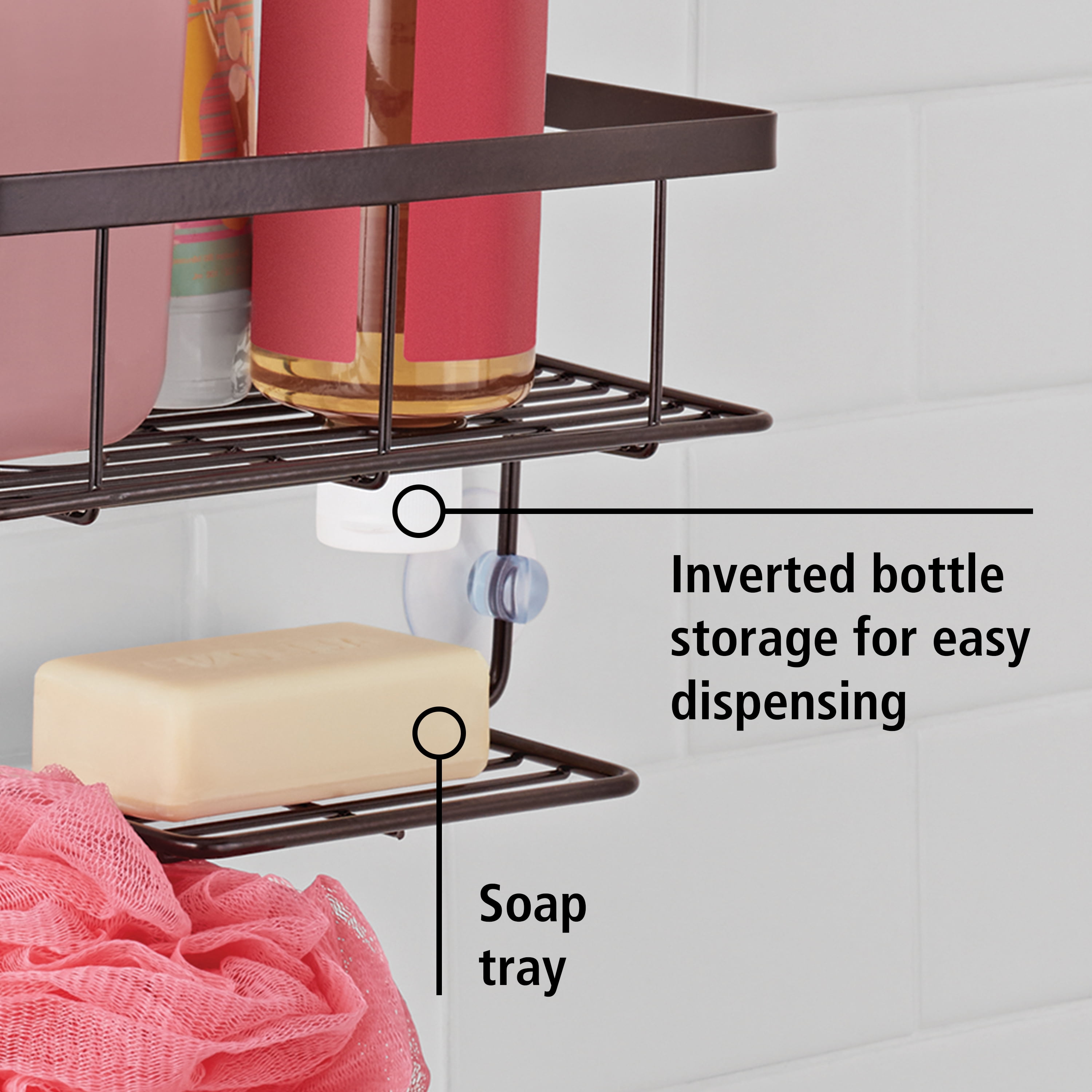 Mainstays Premium Hanging Shower Caddy with 2 Shelves and Soap Tray, Oil Rubbed Bronze