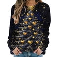 thumbnail image 5 of ClodeEU Women's Shining Christmas Tree Print Shirts,Casual Long Sleeve Round Neck Top,Loose Fit Trendy Clothes Multicolor 04,Womens Plus L, 5 of 6