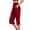 *Red, variant on VBVC Women's Side Slit Capri Yoga Pants,Tummy Control Wide Leg Cropped Trousers For Women,Ladies Soft Stretch Sweatpants with Pockets,Army Green,S-2XL