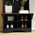thumbnail image 3 of BizChair 31.5" Wide Hall Tree with Bench, 3 Single Storage Hooks, and 4 Lower Storage Cubbies with Adjustable Shelves in Black with Walnut Seat, 3 of 12