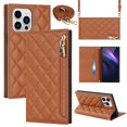 thumbnail image 1 of Nalacover Crossbody Wallet Phone Case for iPhone 13 Pro,Premium PU Leather Magnetic Closure Flip Stand Card Holder Zipper Pocket Purse Phone Case with Shoulder Strap,Brown, 1 of 11