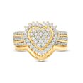 thumbnail image 3 of PVCS Ladies Fashion Wedding Gold Diamond Ring Two Piece Set Ring, 3 of 6