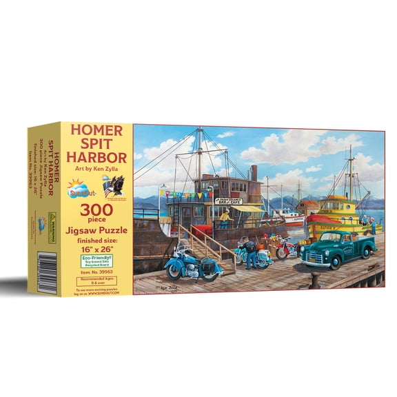 SUNSOUT INC - Homer Spit Harbor - 300 pc Jigsaw Puzzle by Artist: Ken Zylla - Finished Size 16" x 26" - MPN# 39963