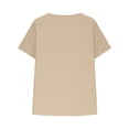 thumbnail image 5 of TEAJOPSUU Women's 100% Cotton Tops Short Sleeve Lace Tirm V Neck T Shirts Casual Loose Fit Summer Blouses Khaki, 5 of 6