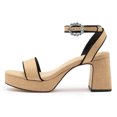 thumbnail image 2 of YDN Womens Open Toe Platform Sandals Chunky Mid High Heels with Rhinestone Studded Strap Dressy Casual Party Daily Shoes Size 5 Khaki, 2 of 4