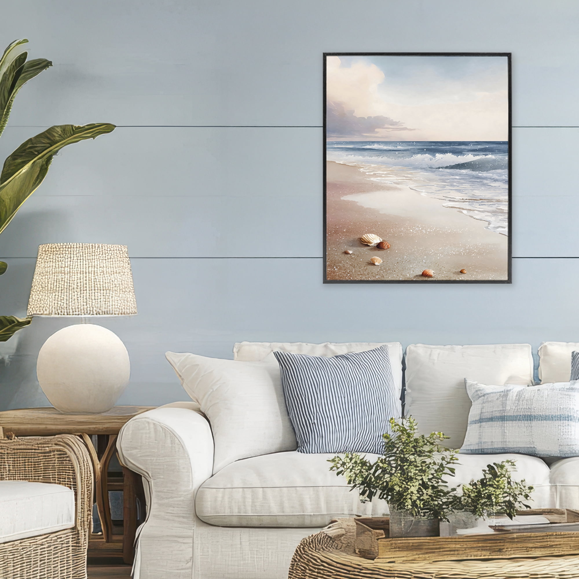 Stupell Industries Washed Up Seashells Black Framed Giclee Art, design by Franklyn Gregory
