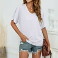 thumbnail image 5 of yillto Womens Summer Shirts Short Sleeve V Neck Basic Solid Color Loose Side Ruched Causal Tshirts, 5 of 6