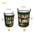 thumbnail image 5 of XMXY Round Laundry Basket Organizer, Eat Sleep Game Slogan Print Waterproof Collapsible Dirty Clothes Basket Laundry Hamper, Medium Size, 5 of 8
