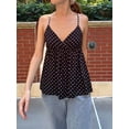 thumbnail image 4 of Women's Y2k Polka Dot Print Tank Top Spaghetti Strap Camisole Sheer Mesh Going Out Top, 4 of 9