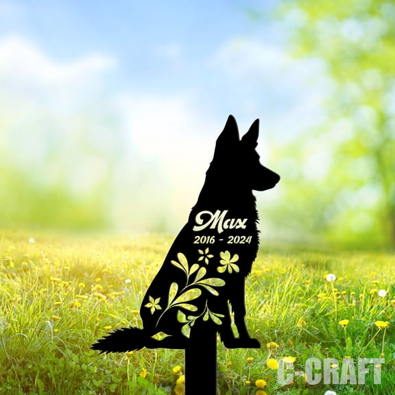 C-CRAFT Custom German Shepherd Memorial Metal Yard Sign Weather Resistant for Garden Decor