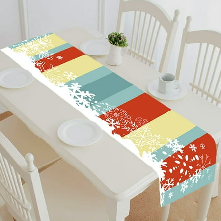 

ABPHQTO Winter Snowflakes And Empty Place Table Runner Placemat Tablecloth For Home Decor 16x72 Inch