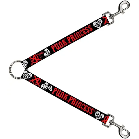 Dog Leash Splitter Punk Princess Black Red White 1 Foot Long 1 Inch Wide