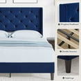 thumbnail image 5 of Yesfashion Full Size WingBack Bed Frame, Upholstered Platform Bed Frame with Diamond Tufted Headboard, Heavy Duty Bed Frame, Wood Slat Support, Easy Assembly Dark Blue, 5 of 8