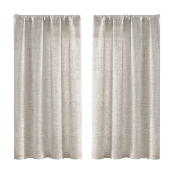 Linen Short Curtains, 76×91.5cm 2 Panels Solid Color Window Curtains, Partial Light Blocking Tier Curtains For Kitchen Bathroom Cafe