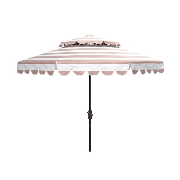 Safavieh Outdoor Vienna 9ft Crank Umbrella, Beige/White