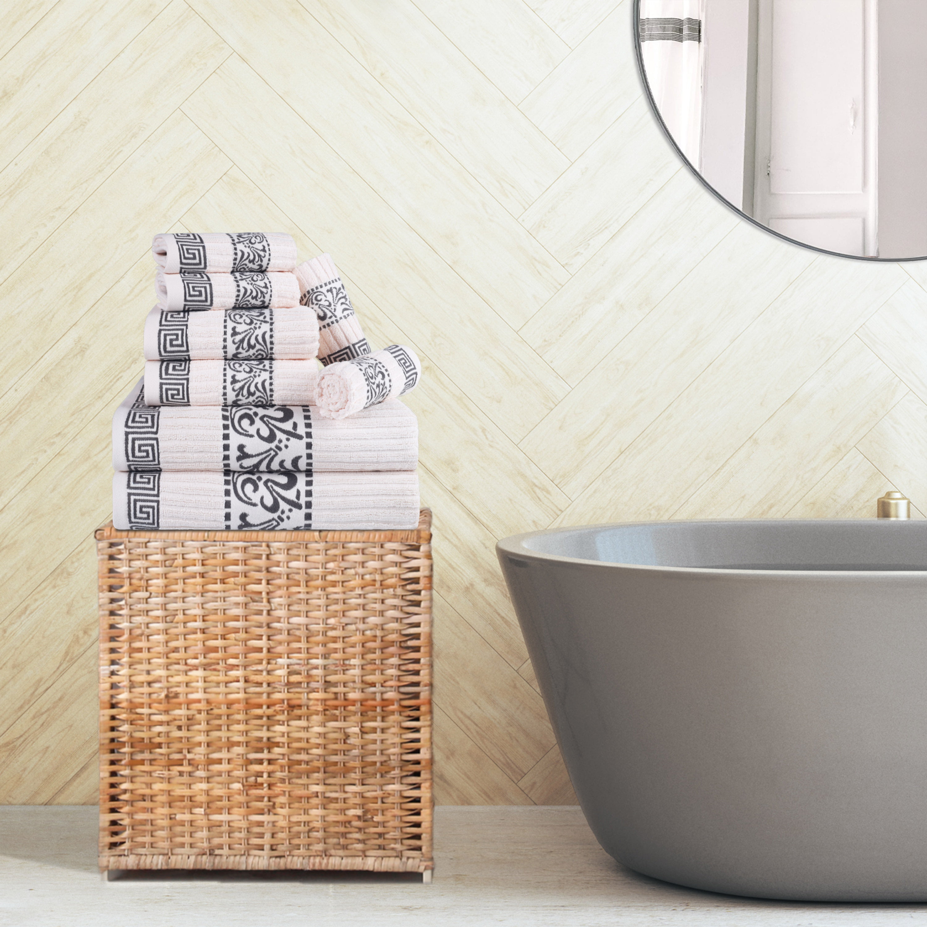 Decorative Assorted 8-Piece Cotton Luxury Bath Towel Set for