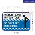 thumbnail image 3 of Pool Sign Funny, We Don't Swim in Toilet Don't Pee in Our Pool Sign,, 3 of 8