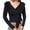 Black, variant on Fesfesfes Women Sweaters Summer Casual Loose Full-Sleeve Solid V Neck Ruffles Bandage Blouse Knitted Sweater Tops on
