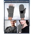 thumbnail image 2 of Winter Wool Blended Knit Fingerless Gloves Half Finger Mittens With Fleece Lining For Mens, 2 of 4