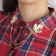 thumbnail image 2 of BELOVING Leaf Chain Brooch Pin Button, Shirt Neck Collar Tips with Tassel Chain - Blouse, 2 of 9