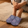 thumbnail image 3 of Uourmeti Bohemian Mandala Non-Slip Bedroom Slippers For Women Cotton Plush Fuzzy Cozy Comfy Lightweight Rubber Sole Indoor House Shoes, 3 of 7