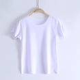 thumbnail image 3 of Girls Short Sleeve T-shirt Ice Silk Breathable Tops Summer Solid Tees (White 5-6), 3 of 6