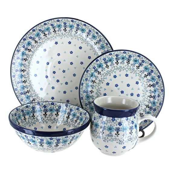 Ceramika Artystyczna Blue Rose Polish Pottery  Dinnerware (4 PC) Celeste