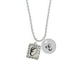 thumbnail image 2 of Delight Jewelry Silvertone Pebble Border Initial - O Silvertone Script Initial Disc - E - Charm Necklace, 20"+3", 2 of 4