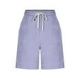 thumbnail image 3 of Bloomae Women's Bermuda Shorts Long Cotton Loose Beach Vacation Short Pants with Pockets Knee Length for Yoga Casual Walking Exercise Shorts Purple XXXXXL, 3 of 6