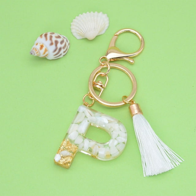 Vrorvz Custom Initial Keychain Crystal Tassel Pendant Personalized Letter Keychain Unique Gift for Women and Men Fashionable Bag Accessory with Crystal Drop Design