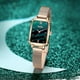 thumbnail image 5 of Relojes de mujer, reloj cuadrado de cuarzo a la moda para mujer, conjunto de pulsera, esfera verde, malla de oro rosa Simple, relojes de lujo para mujer, 5 of 5