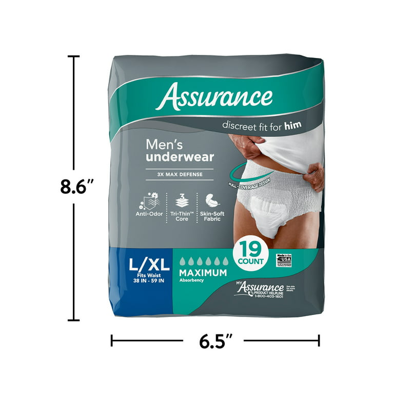 Assurance Women's Maximum Absorbency Incontinence Underwear Size L 18 count