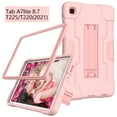thumbnail image 3 of ELEHOLD Rugged Hybrid Case for Samsung Galaxy Tab A7 Lite 8.7 (2021), Tri-Layers Hard PC Soft Silicone Hidden Kickstand Anti-Scratch Shockproof Heavy Duty Case for Kids Men Women,Rosegold, 3 of 6