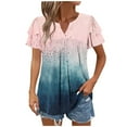 thumbnail image 6 of Paiyanr Women Tunic Tops Casual V-Neck Short Sleeve Shirts Floral Blouses Loose Summer Tops, 6 of 7