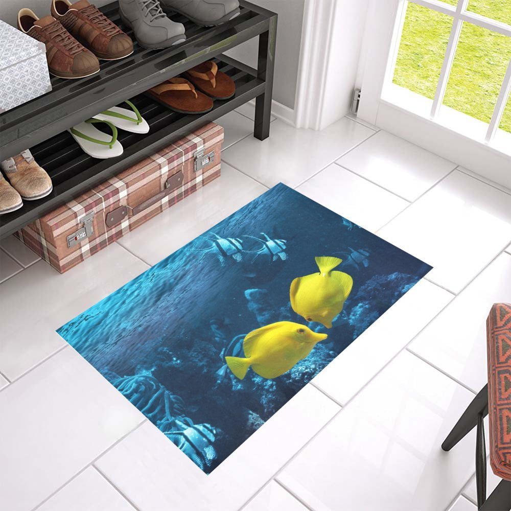 YUSDECOR Yellow Fish Doormat Rug Home Decor Floor Mat Bath Mat 23.6x15