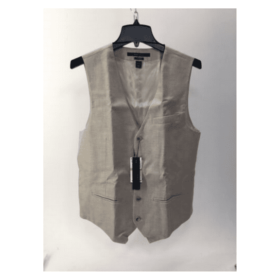 Perry Ellis Men's Big and Tall Linen Suit Vest Natural Linen, Small