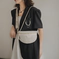 thumbnail image 4 of Bolso Pechera Vintage Crossbody Estampado Letra Mujer Lona Saddle Cintura Blanco, 4 of 9