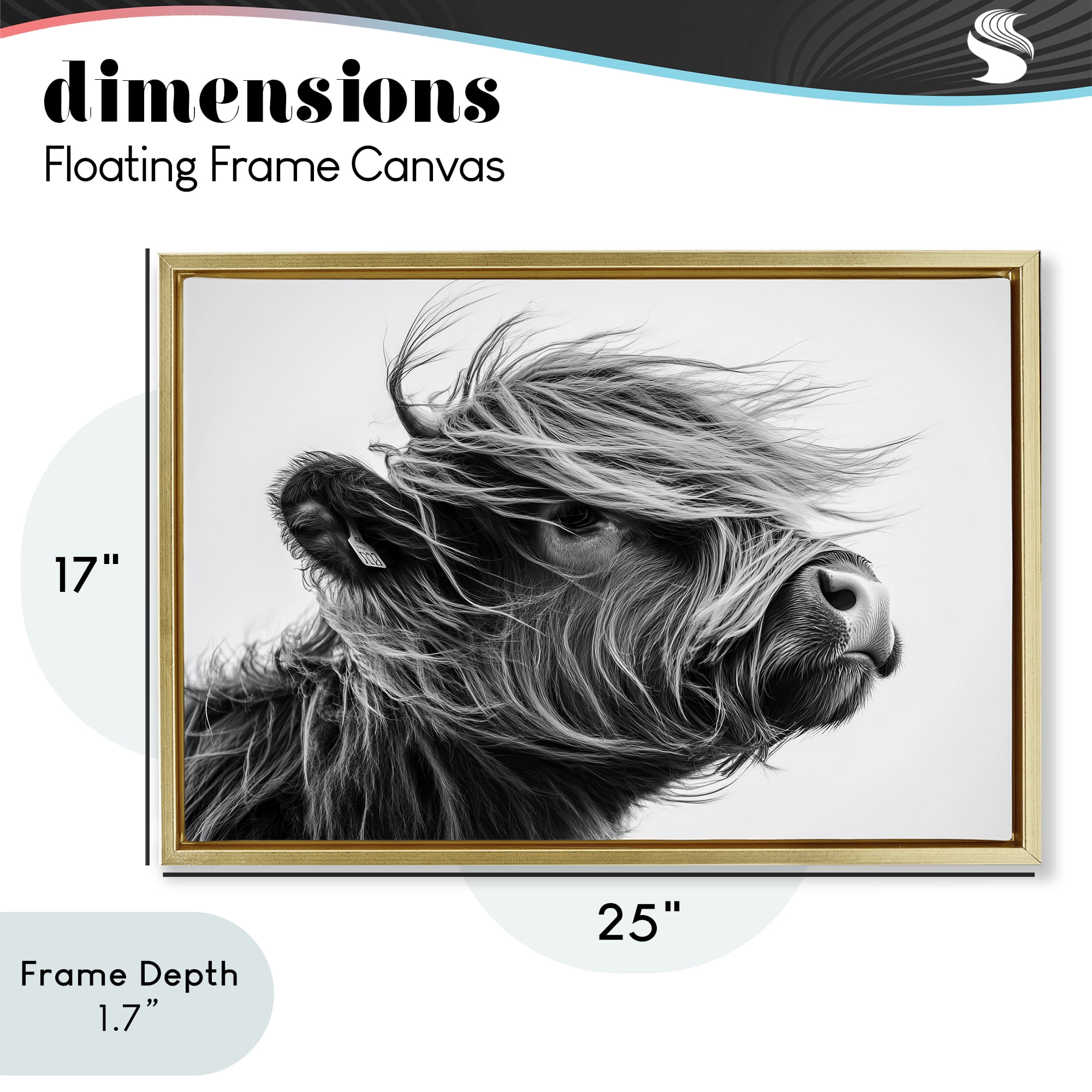 Stupell Industries Handsome Highland Portrait Gold Framed Floater Canvas Wall Art, design by Tina LeCour