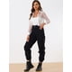 thumbnail image 2 of Blusa delantera con botones para mujer, dobladillo con lazo, cuello en punto, malla, camisa de manga larga transparente, top Blanco M, 2 of 6