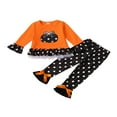 thumbnail image 1 of Kids Baby Girls Casual 2 Pcs Clothes Set Polka Dots Printed Pattern Pullover and Flared Trousers, 1 of 6