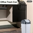 Superio Small 2.5 Gallon Plastic Trash Can with Swing Top Lid, Compact