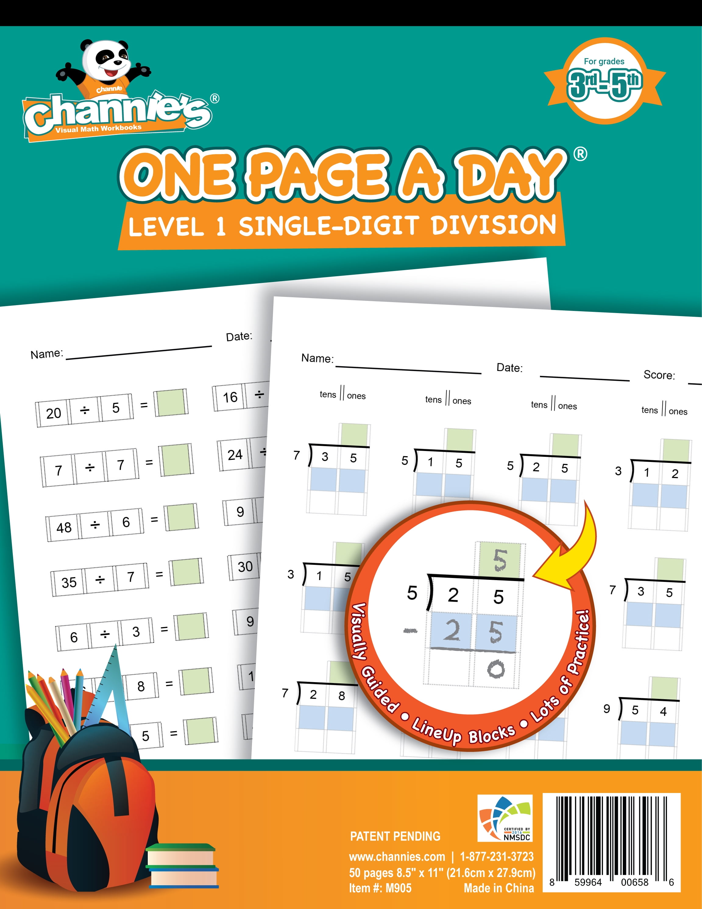 Channie s one page a day single digit level 1 beginner visual division 