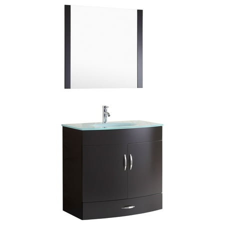 Black Vanity Cabinet - Style 5 - 36 in.W Black Vanity Sink Base Cabinet with Mirror (LV5-36B)