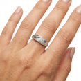 thumbnail image 2 of EJG Twisted Band Cubic Zirconia Ring Silver Tone Pave CZ Statement Ring Women Fashion Jewelry Gift, 2 of 7